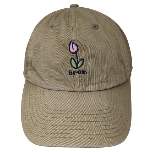 Tulip Grow Slideback Hat Solid Brown One Size Embroidered Life Is Good - Picture 1 of 9